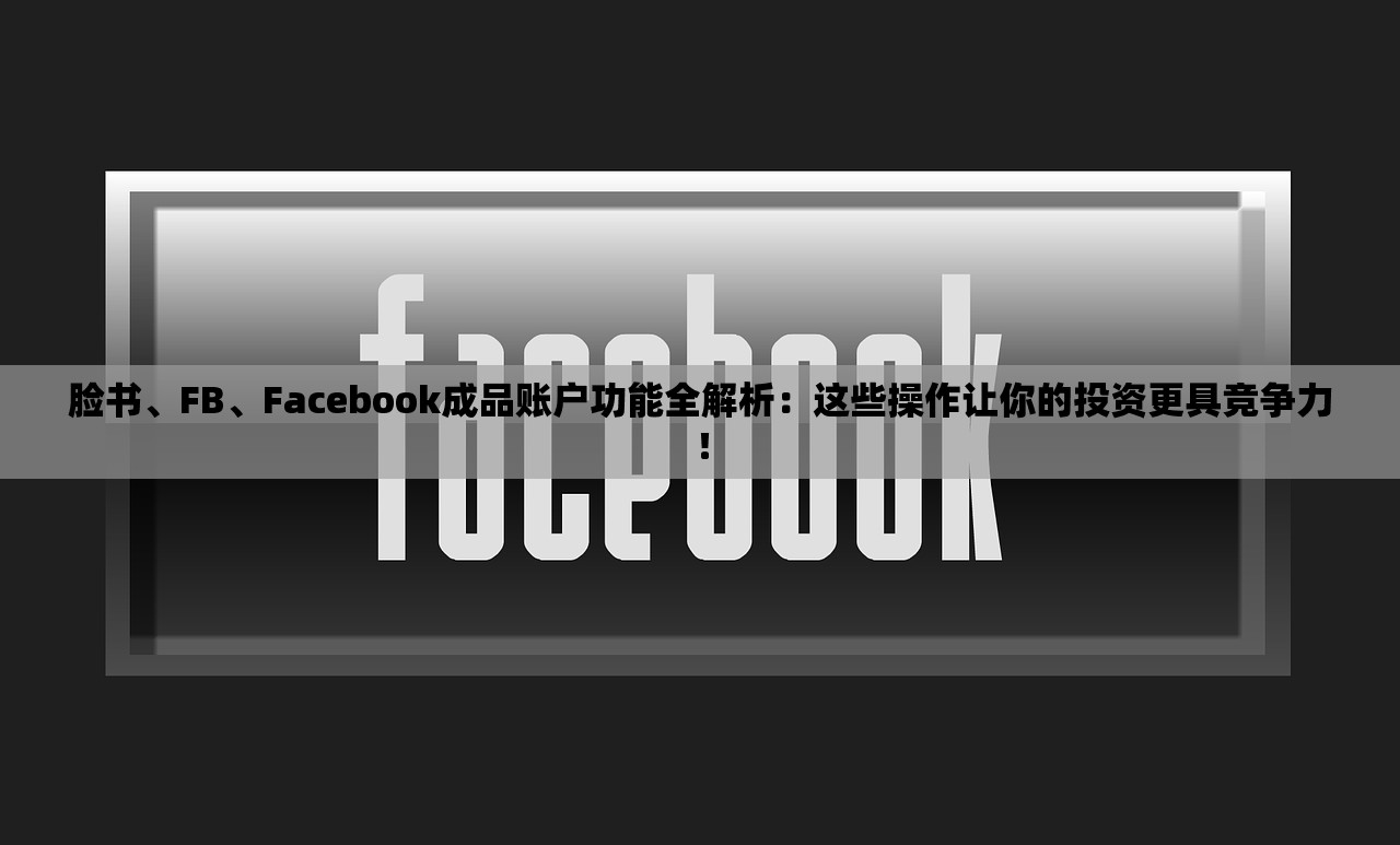 脸书、FB、Facebook成品账户功能全解析：这些操作让你的投资更具竞争力！